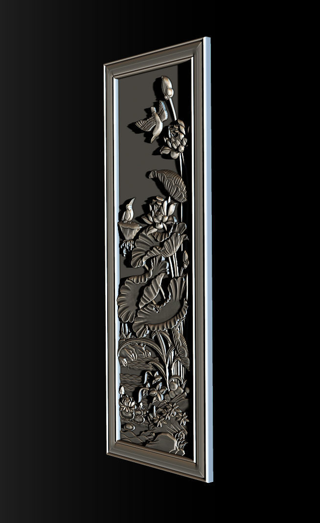 Lotus pattern relief design for CNC router 3D print model_6