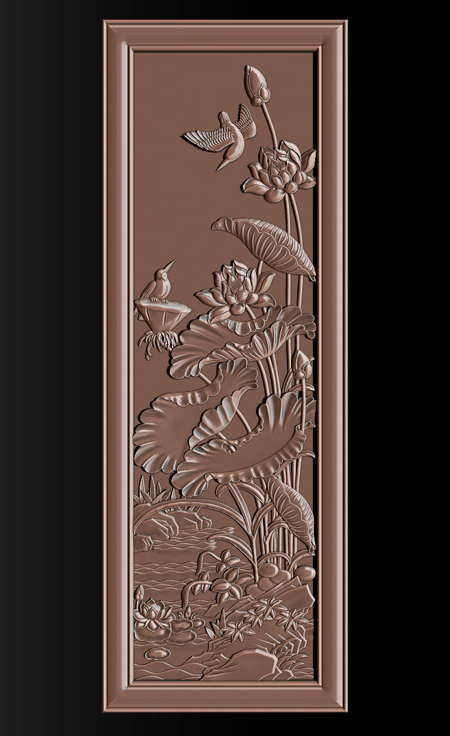 Lotus pattern relief design for CNC router 3D print model_9