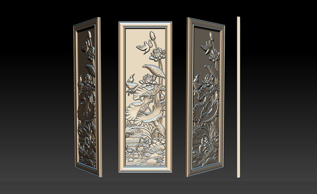 Lotus pattern relief design for CNC router 3D print model_15