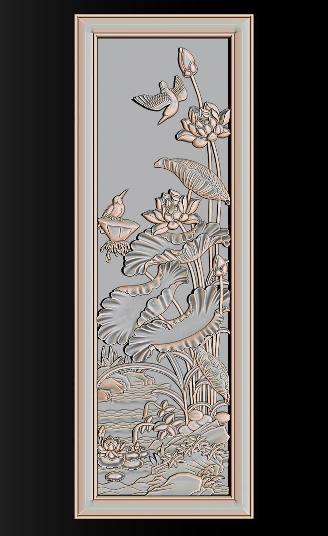 Lotus pattern relief design for CNC router 3D print model_10