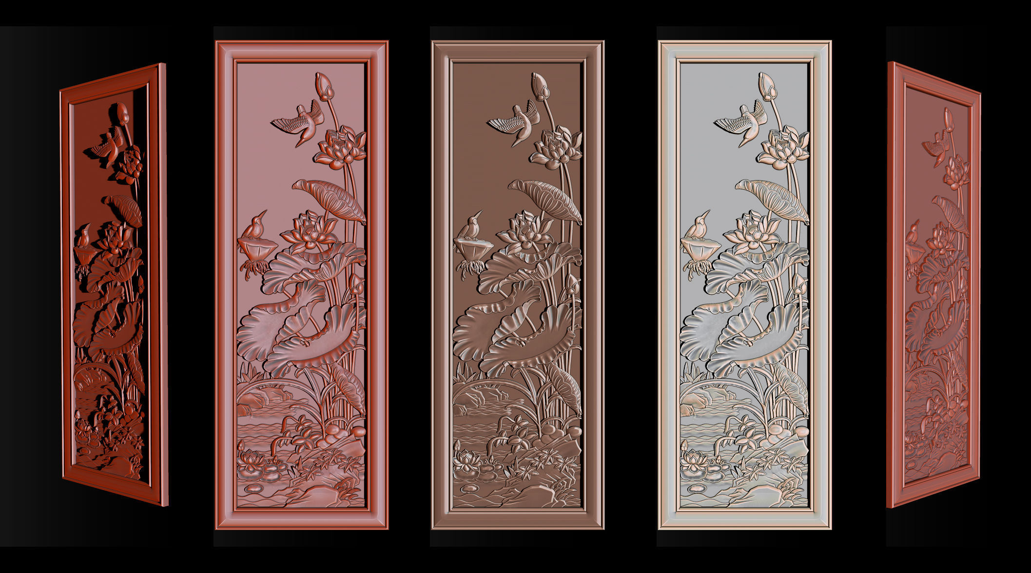 Lotus pattern relief design for CNC router 3D print model_1