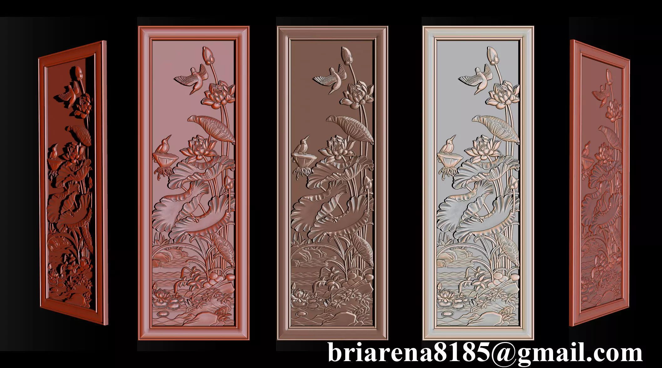 Lotus pattern relief design for CNC router 3D print model_0