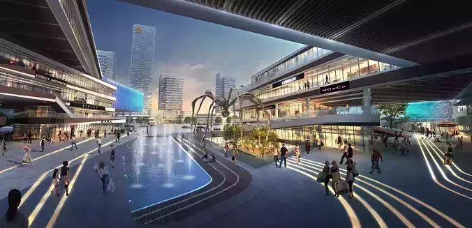 3Dmax fashion city commercial square building 267 3D model
