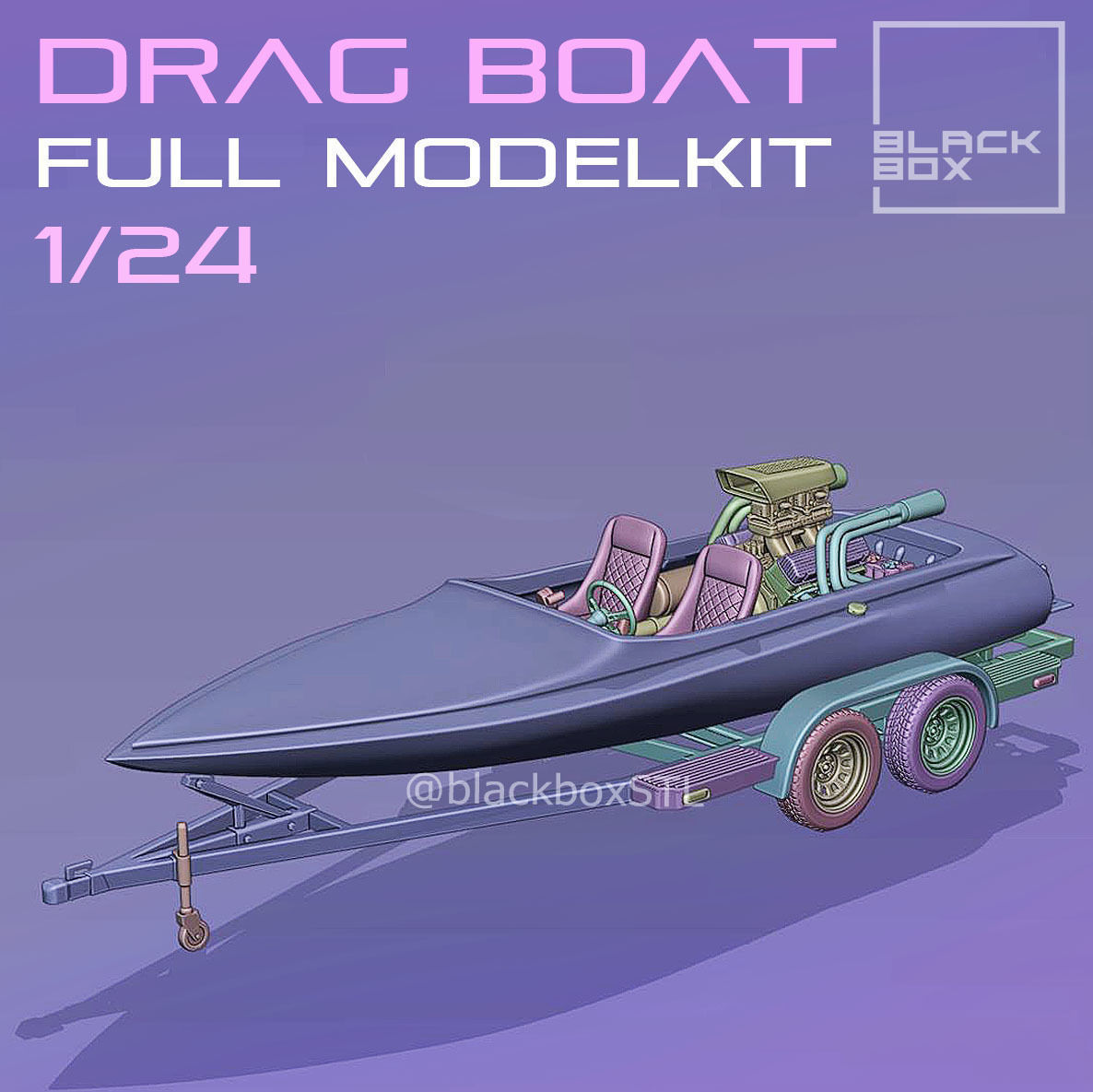VINTAGE DRAG BOAT FULL MODELKIT 1-24TH 3D print model_9