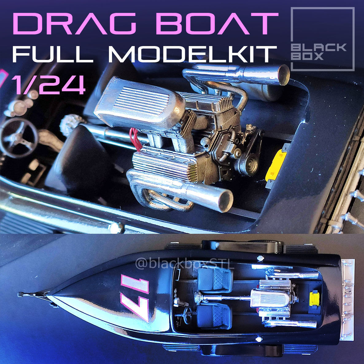 VINTAGE DRAG BOAT FULL MODELKIT 1-24TH 3D print model_2