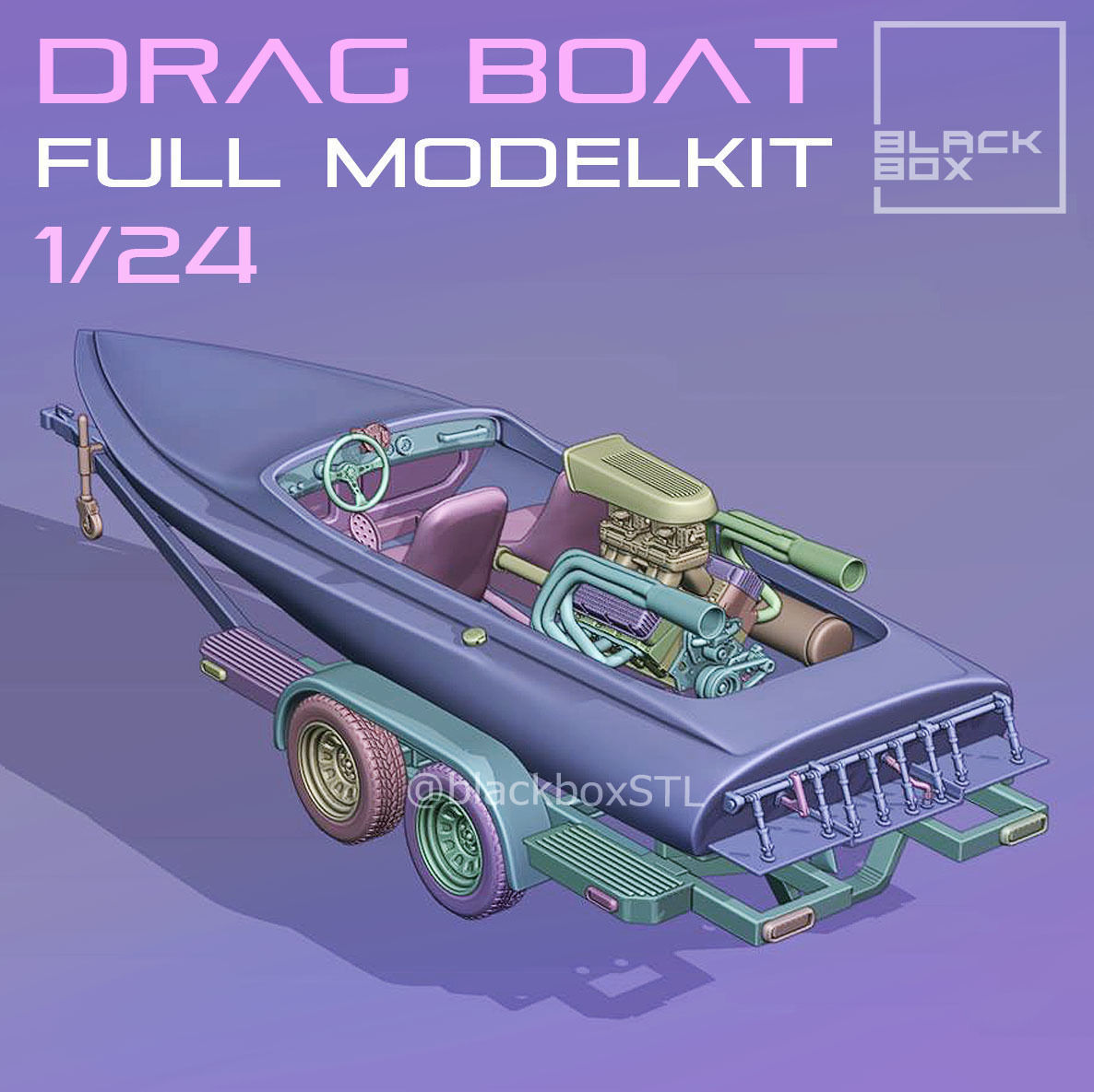 VINTAGE DRAG BOAT FULL MODELKIT 1-24TH 3D print model_10