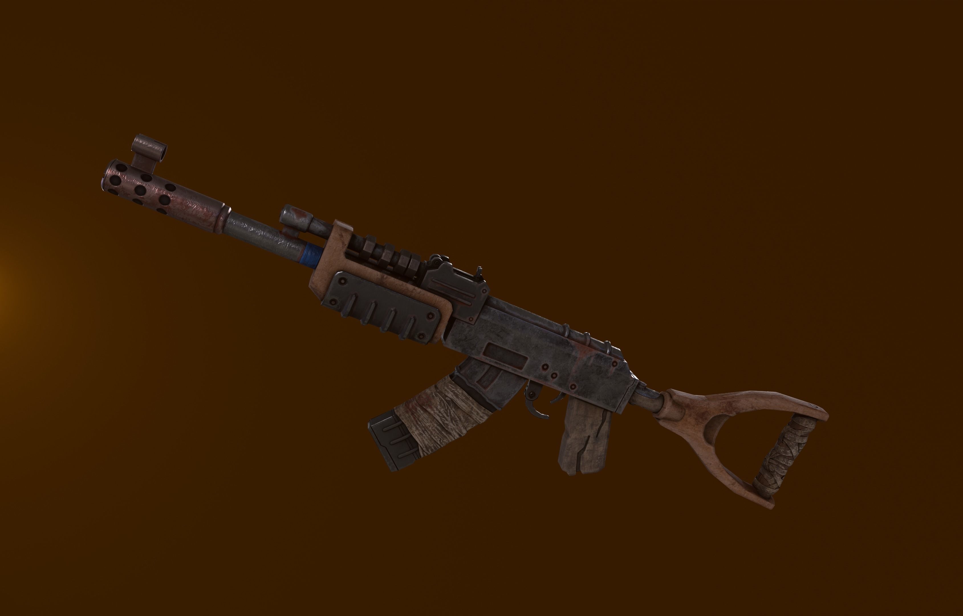 Rust Kalash Low-poly 3D model_3