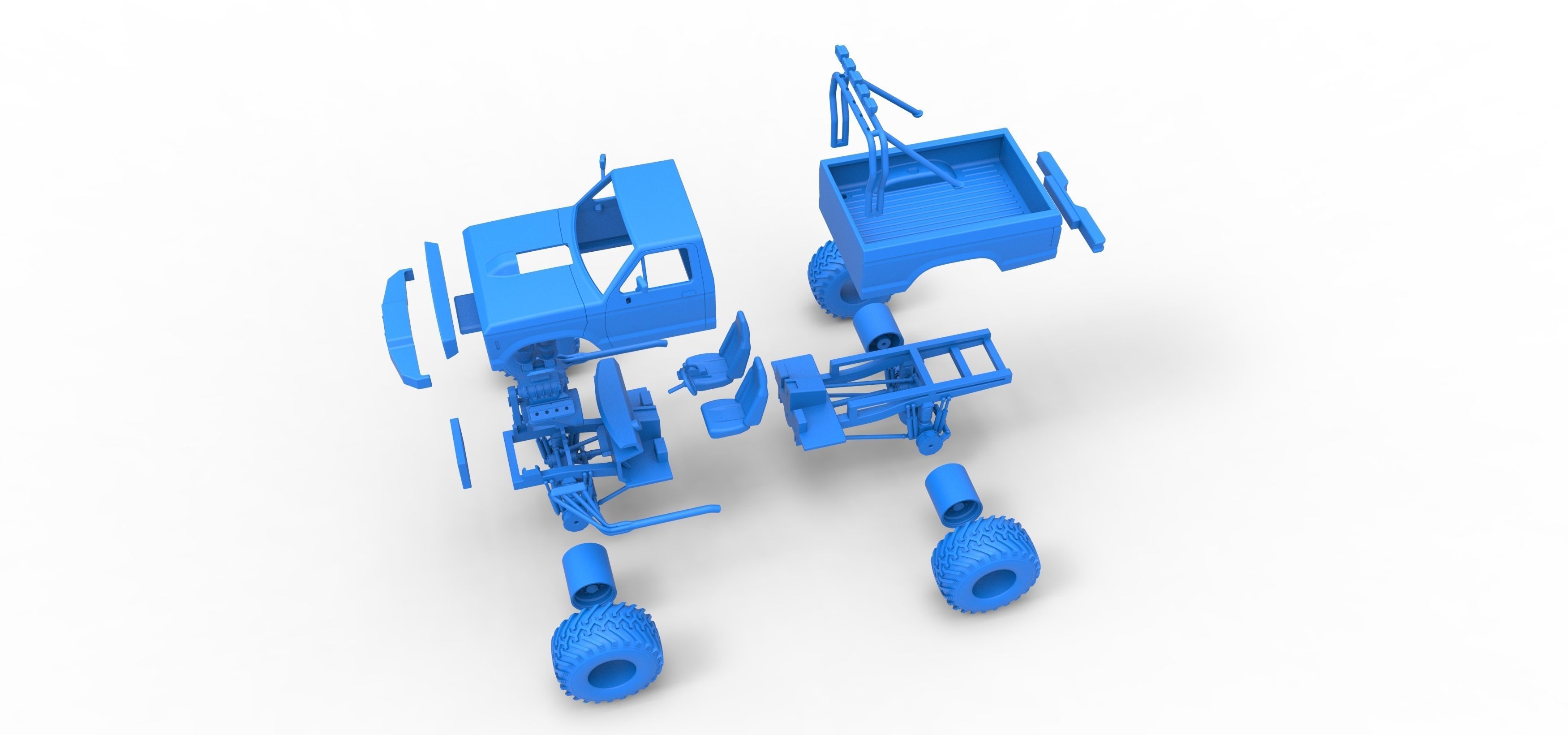 Vintage Monster Truck Scale 1 to 25 3D print model_35