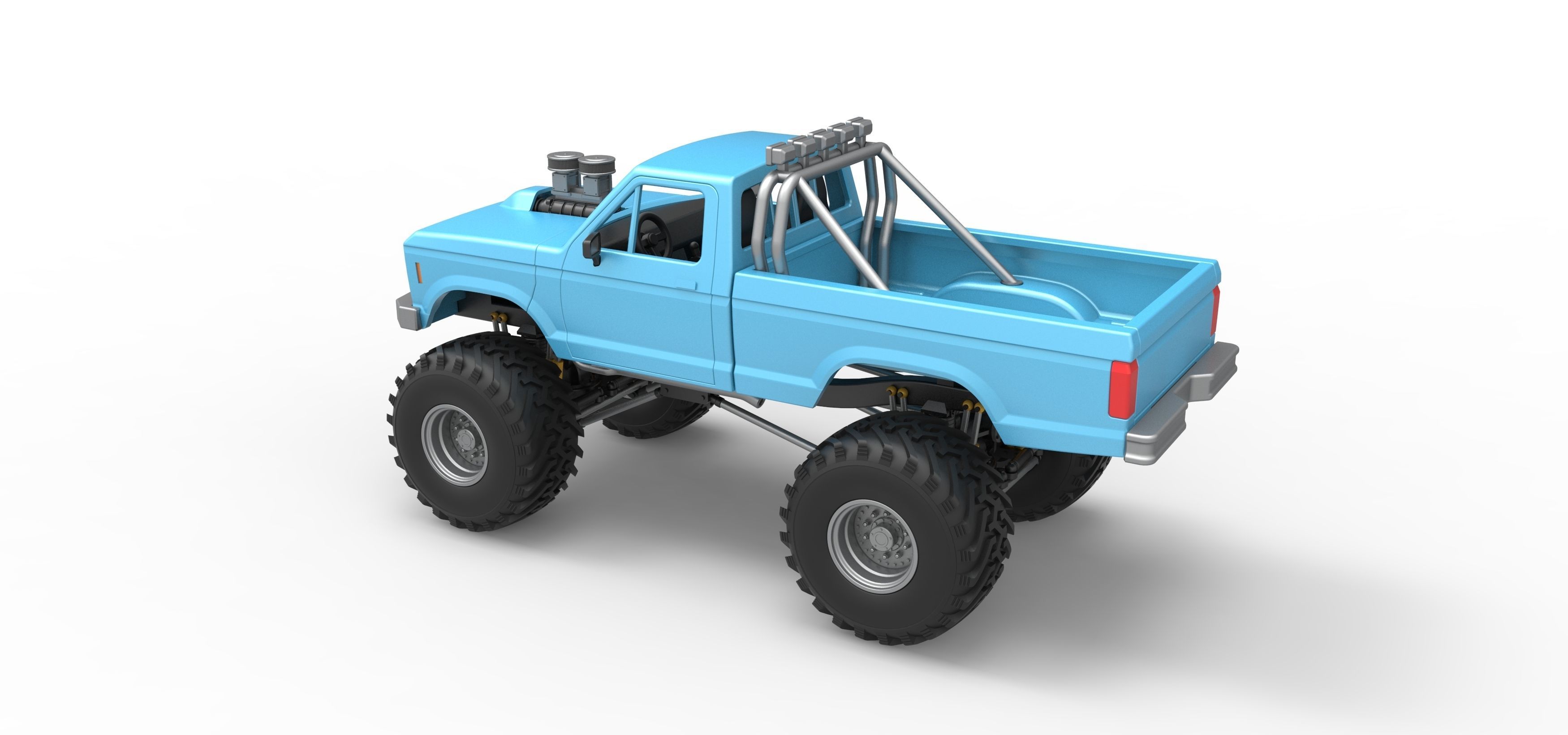 Vintage Monster Truck Scale 1 to 25 3D print model_11