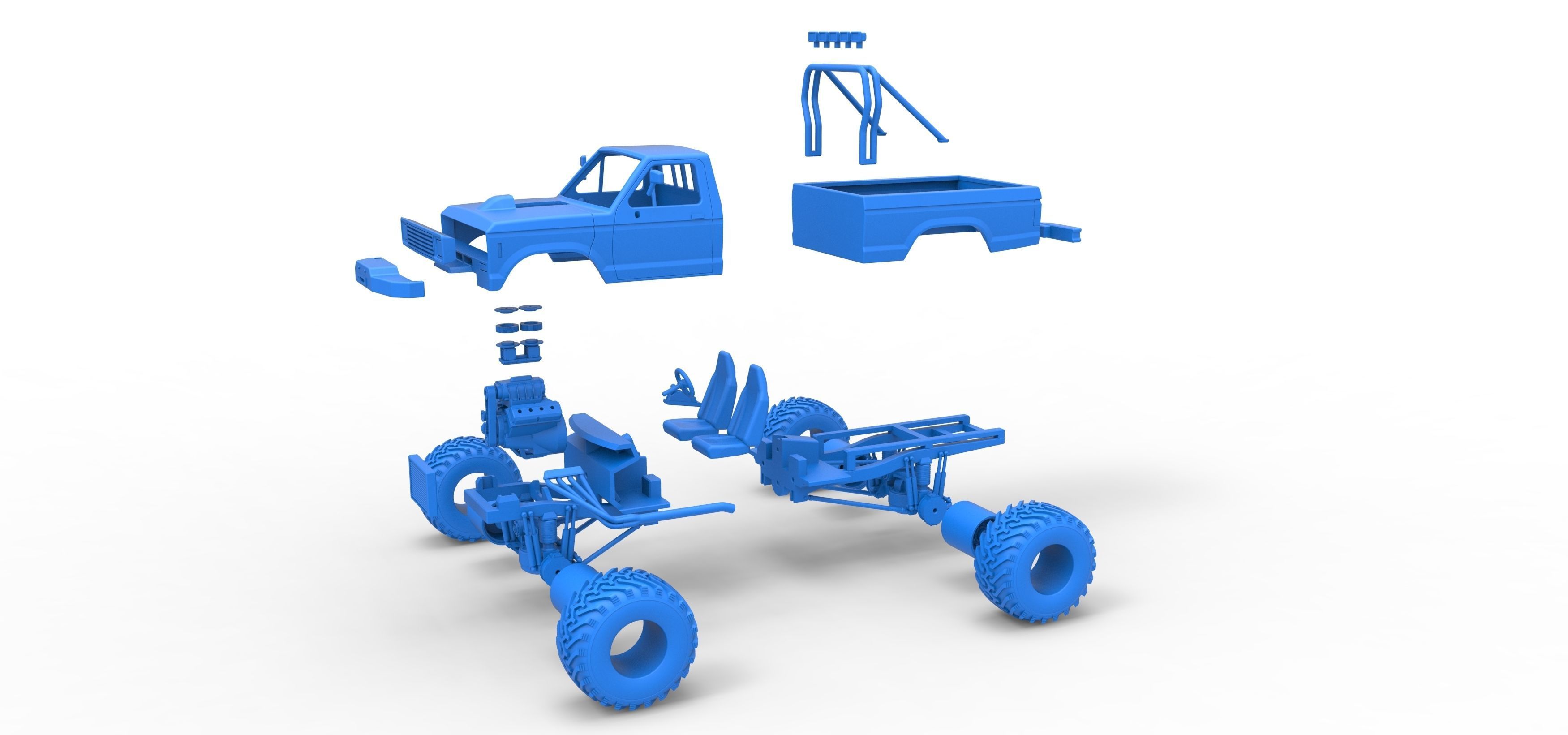 Vintage Monster Truck Scale 1 to 25 3D print model_34