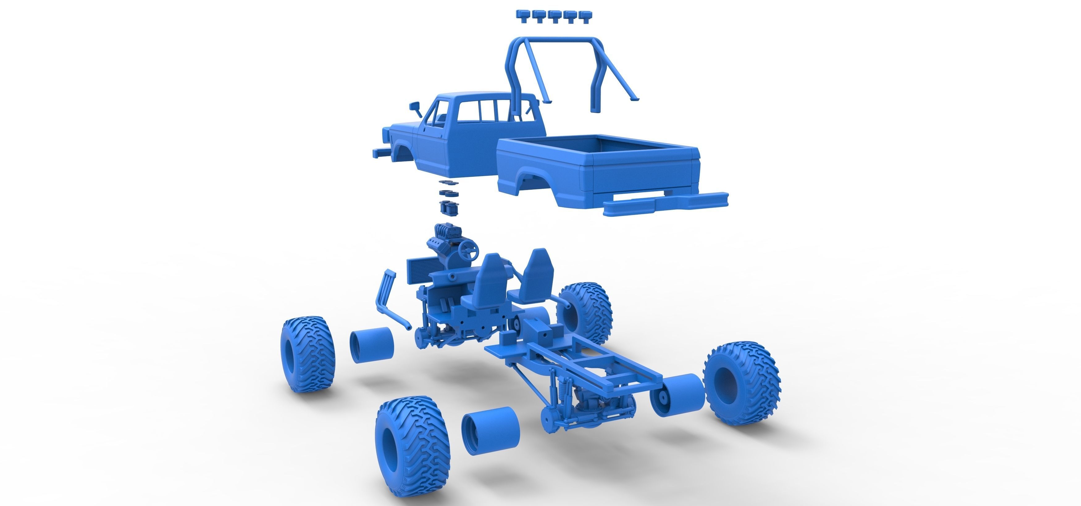 Vintage Monster Truck Scale 1 to 25 3D print model_41