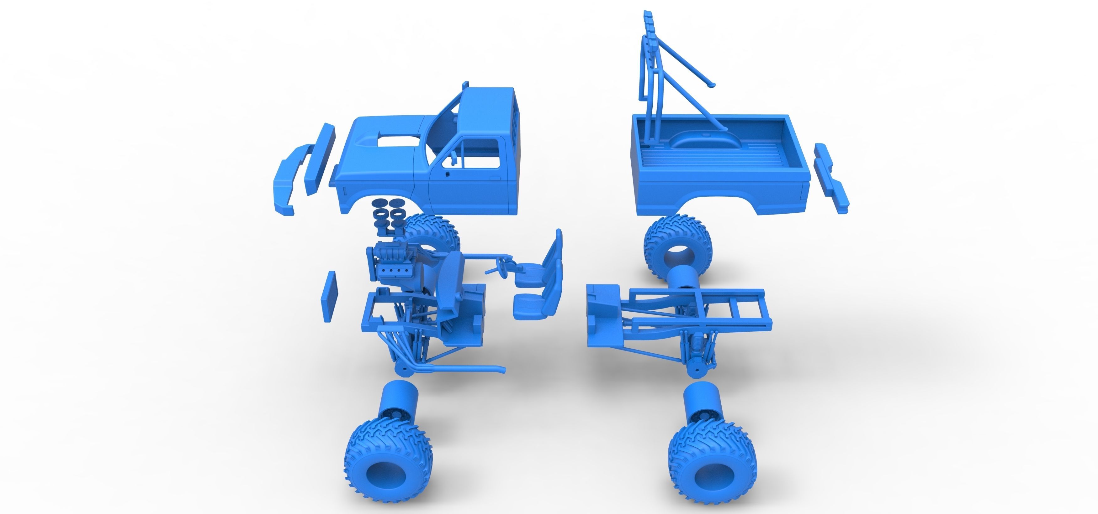 Vintage Monster Truck Scale 1 to 25 3D print model_39
