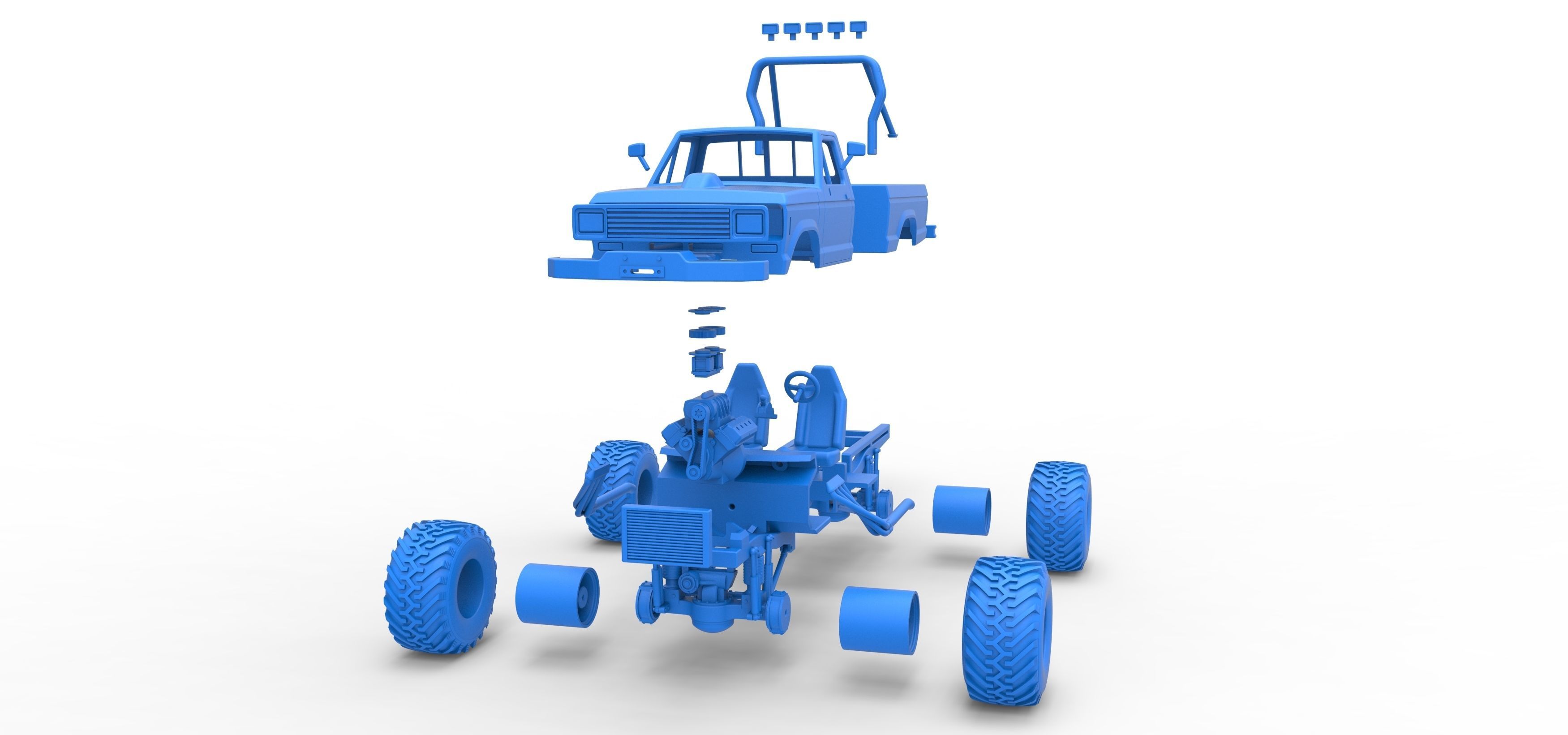 Vintage Monster Truck Scale 1 to 25 3D print model_37