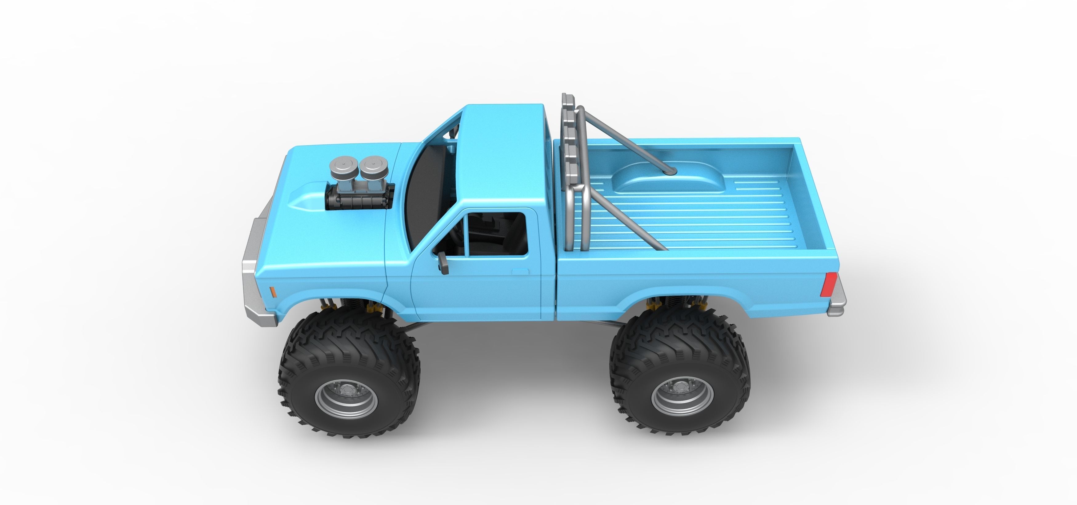 Vintage Monster Truck Scale 1 to 25 3D print model_9