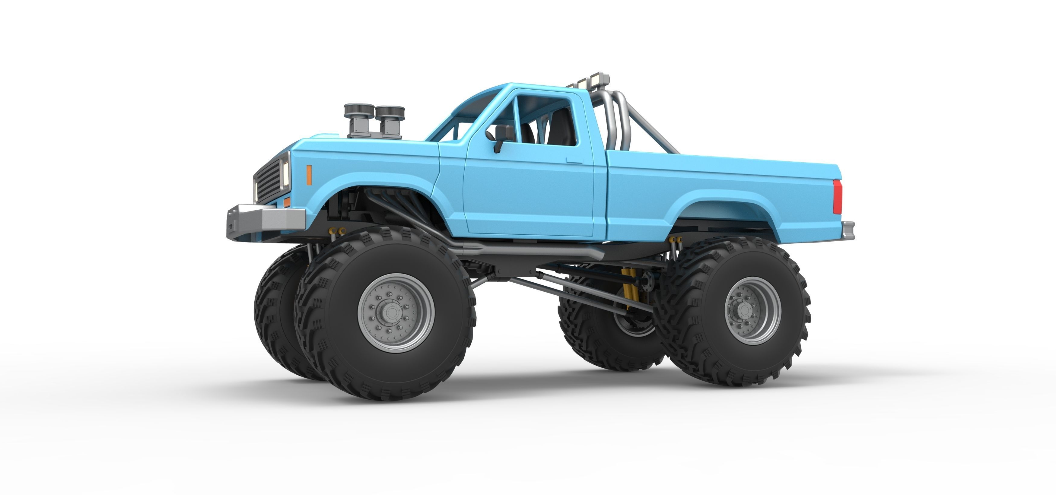 Vintage Monster Truck Scale 1 to 25 3D print model_2