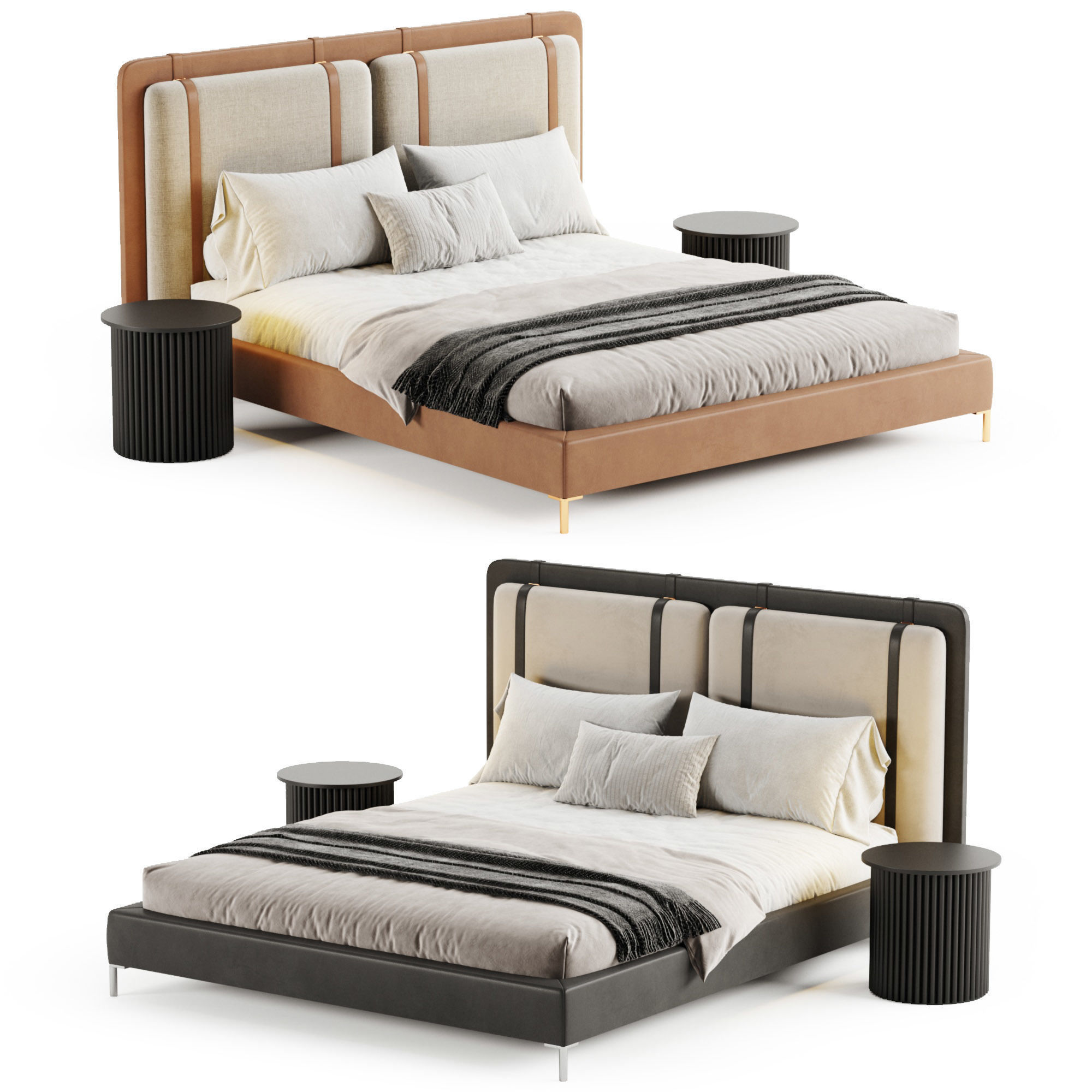 Figaro Headboard bed 3D model_4