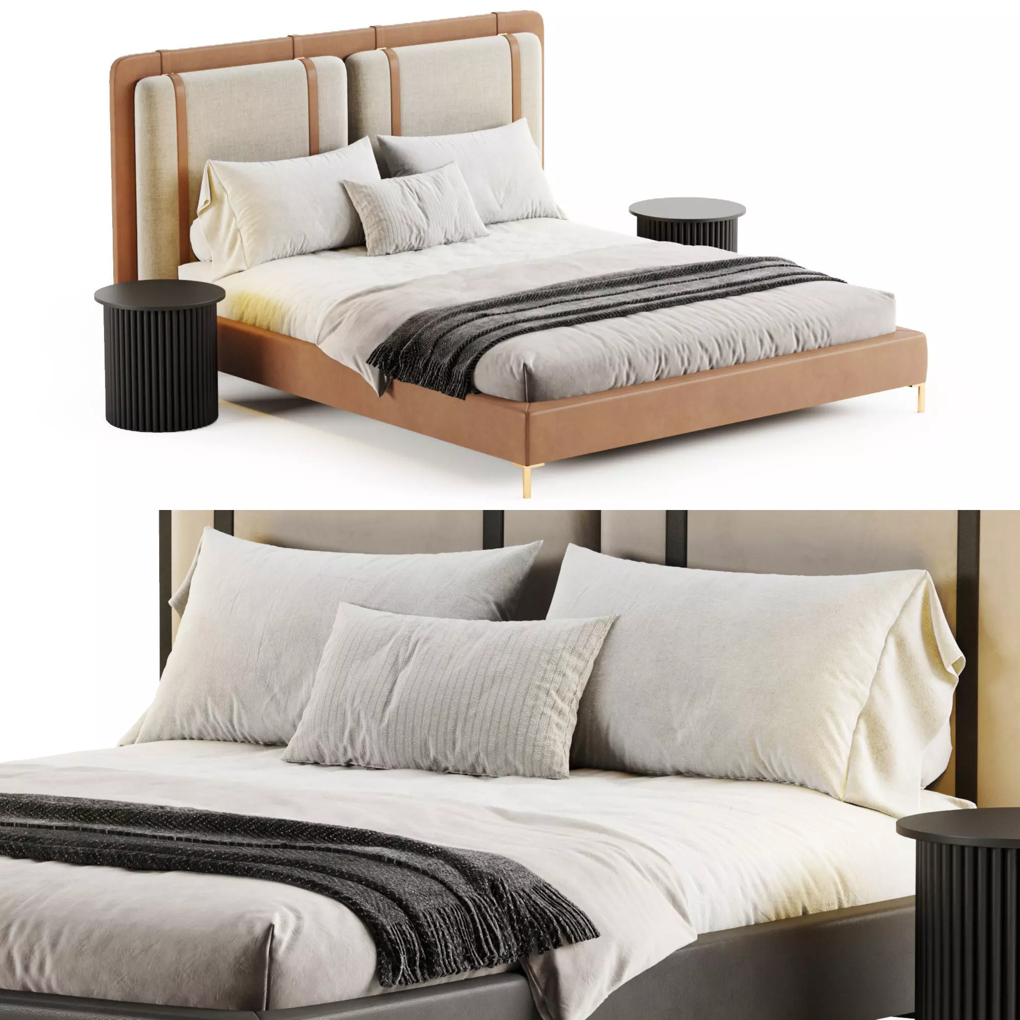 Figaro Headboard bed 3D model_0