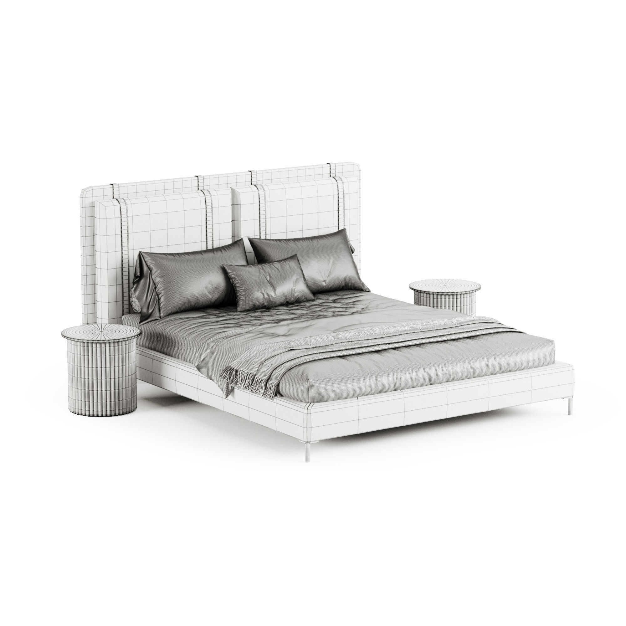 Figaro Headboard bed 3D model_12