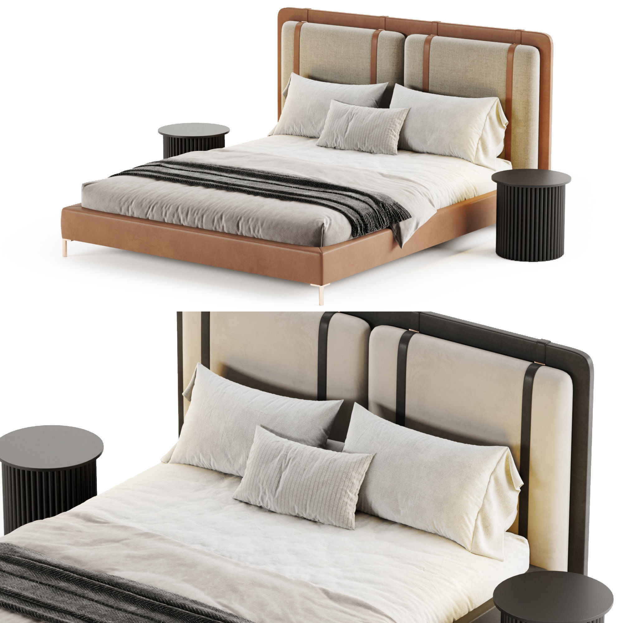 Figaro Headboard bed 3D model_2