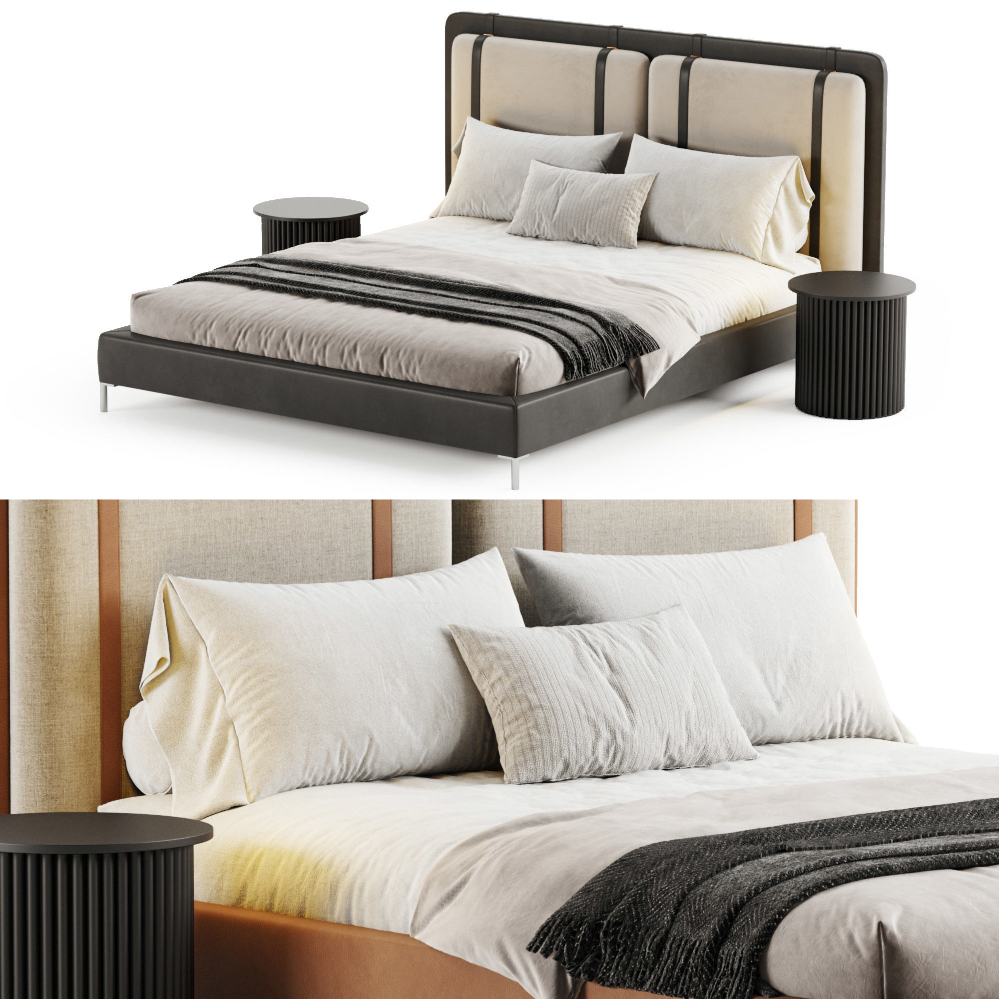 Figaro Headboard bed 3D model_1