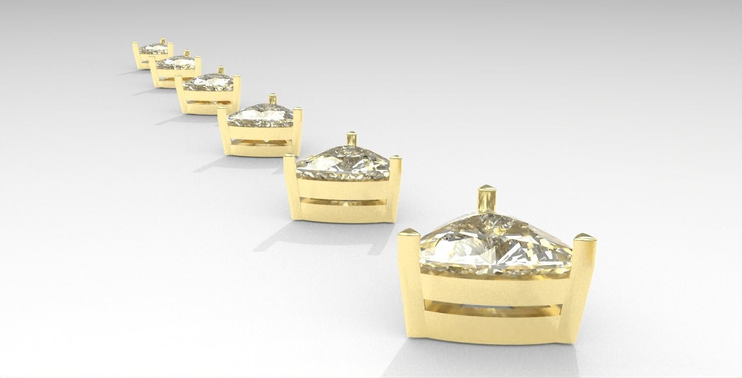 Trillion Cut Stone Setting Collection  Chaton 3D print model_2