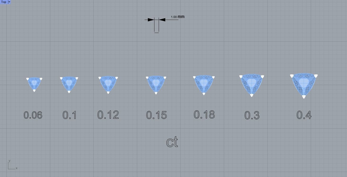 Trillion Cut Stone Setting Collection  Chaton 3D print model_4