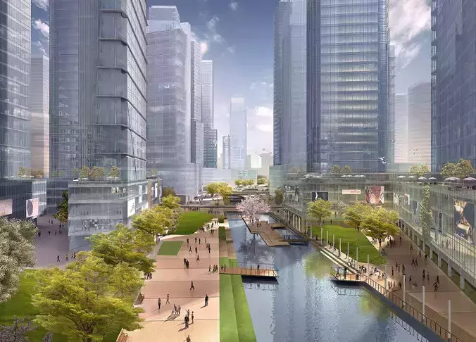 3Dmax fashion city commercial square building 268