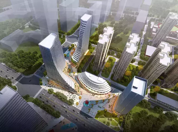 3Dmax fashion city commercial square building 269