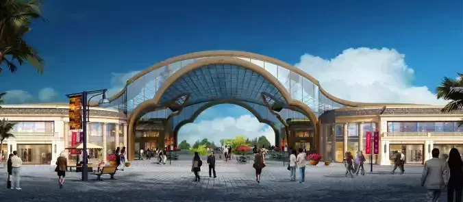 3Dmax fashion city commercial square building 270