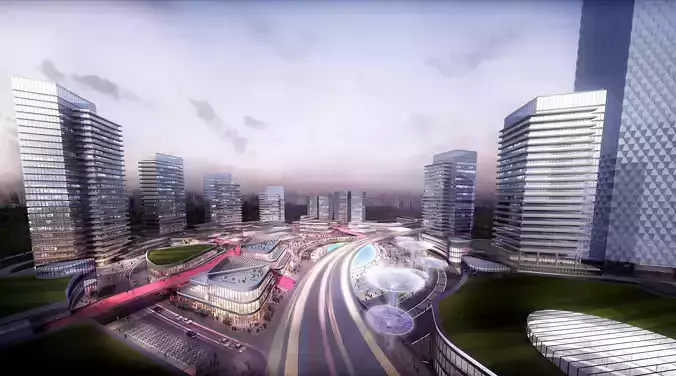 3Dmax fashion city commercial square building 274