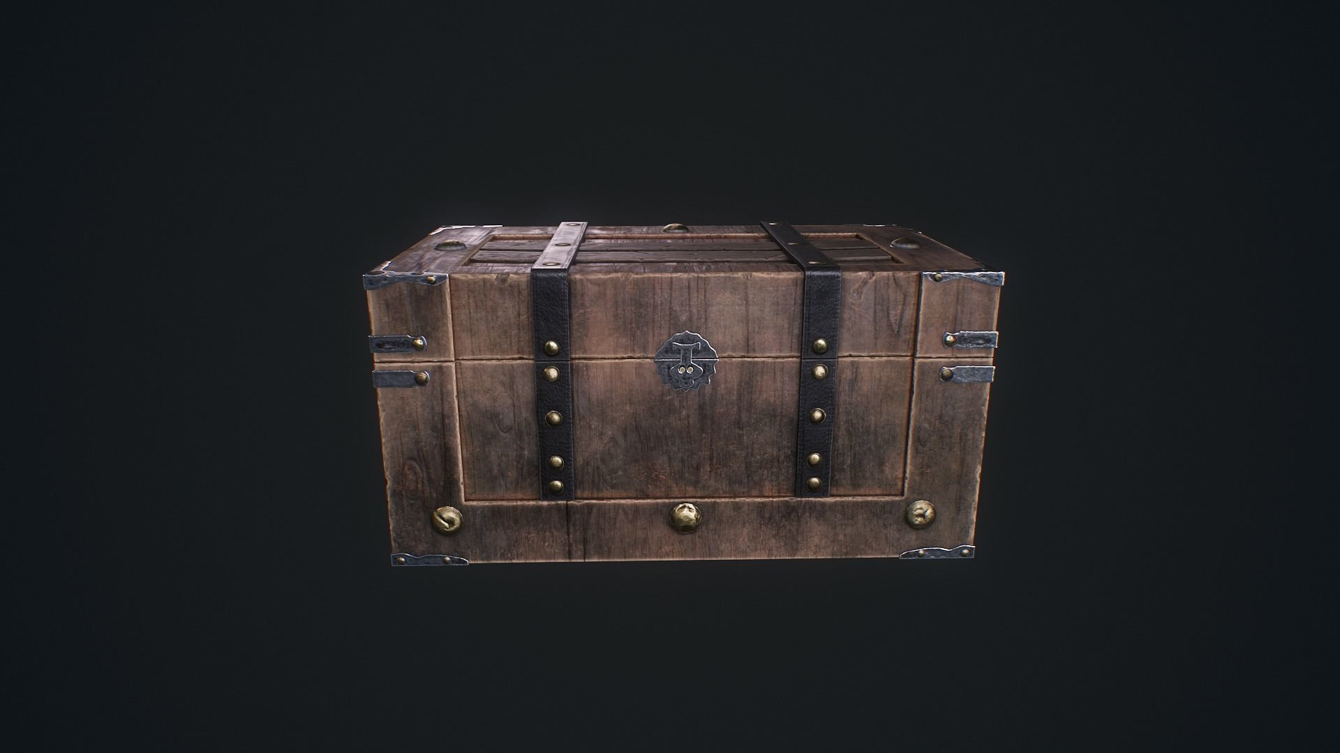 Old Medieval Treasure Chest-Strongbox Low-poly 3D model_3