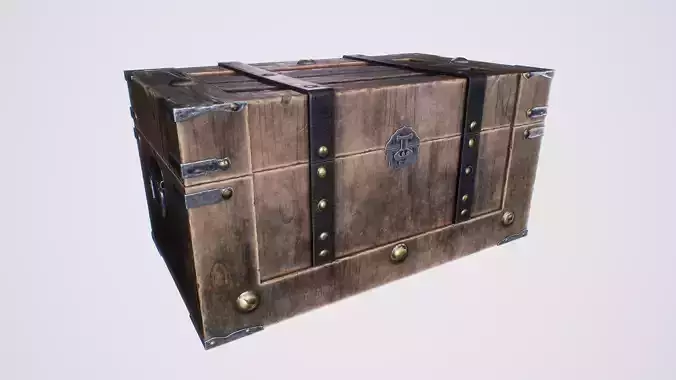 Old Medieval Treasure Chest-Strongbox Low-poly 3D model