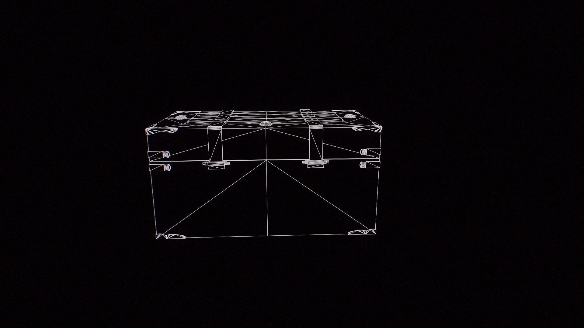 Old Medieval Treasure Chest-Strongbox Low-poly 3D model_9