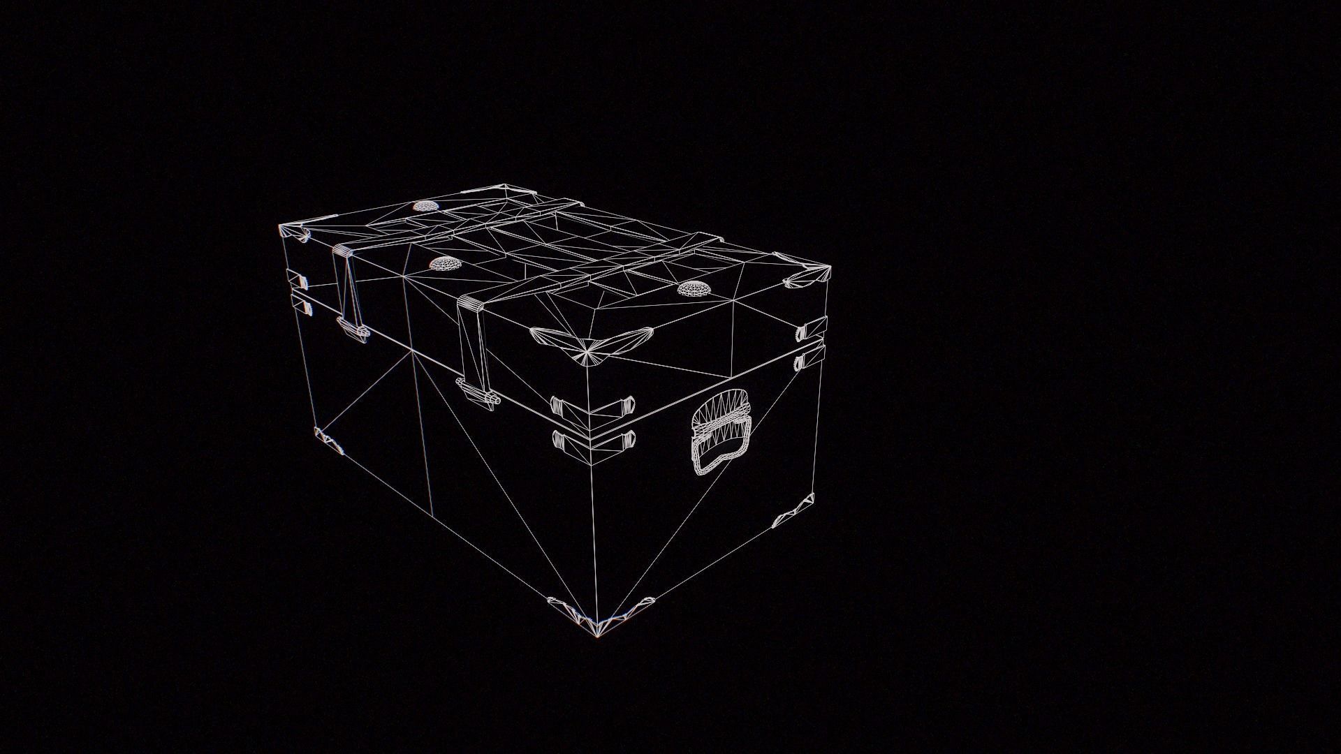 Old Medieval Treasure Chest-Strongbox Low-poly 3D model_7