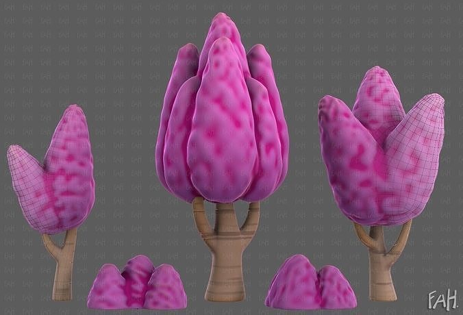 Trees Cartoon V48 Low-poly 3D model