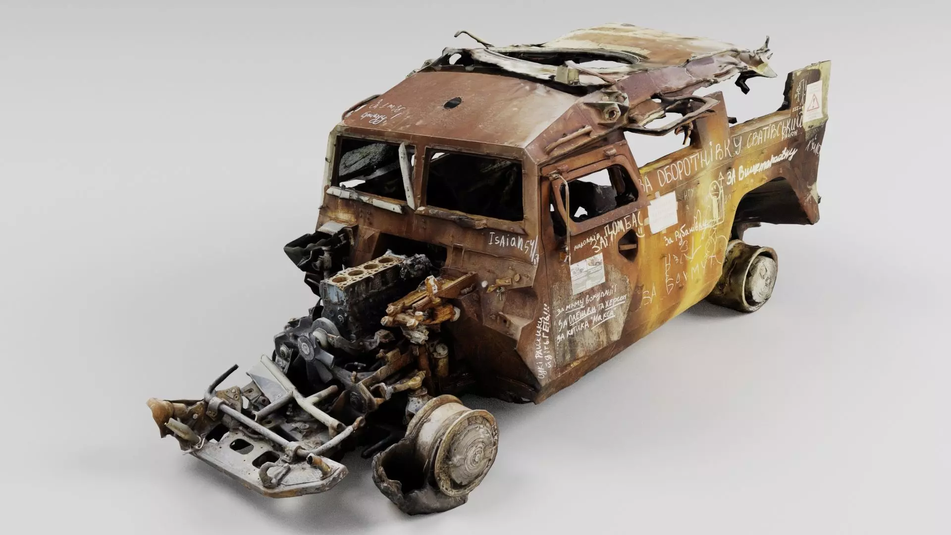 Tigr or Tiger infantry mobility vehicle destroyed in Ukraine  3D model_0