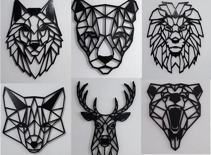 Geometric puma head 3D print model