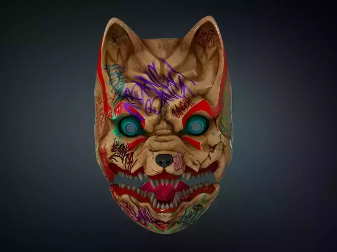 3D Model Kitsune Japanese style mask