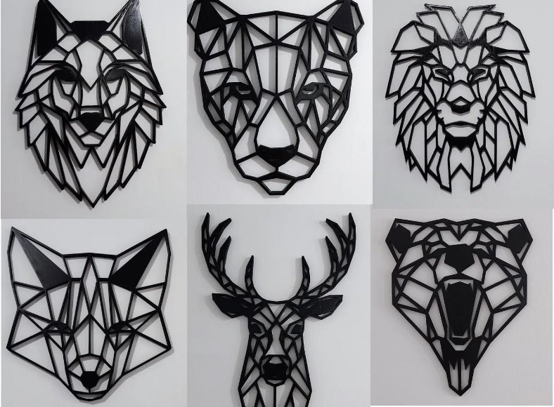 Geomatric bear head 3D print model_1