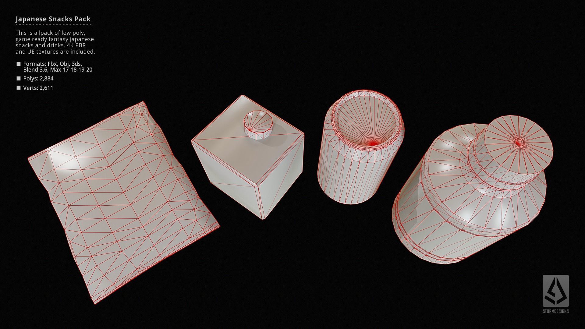 Japanese Snacks and Drinks Pack - Low Poly PBR UE Low-poly 3D model_7