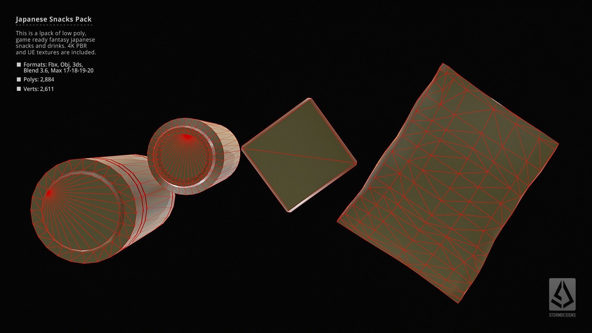 Japanese Snacks and Drinks Pack - Low Poly PBR UE Low-poly 3D model_8