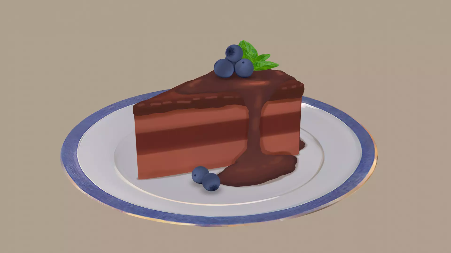 Stylized Chococake blueberry Free 3D model_0