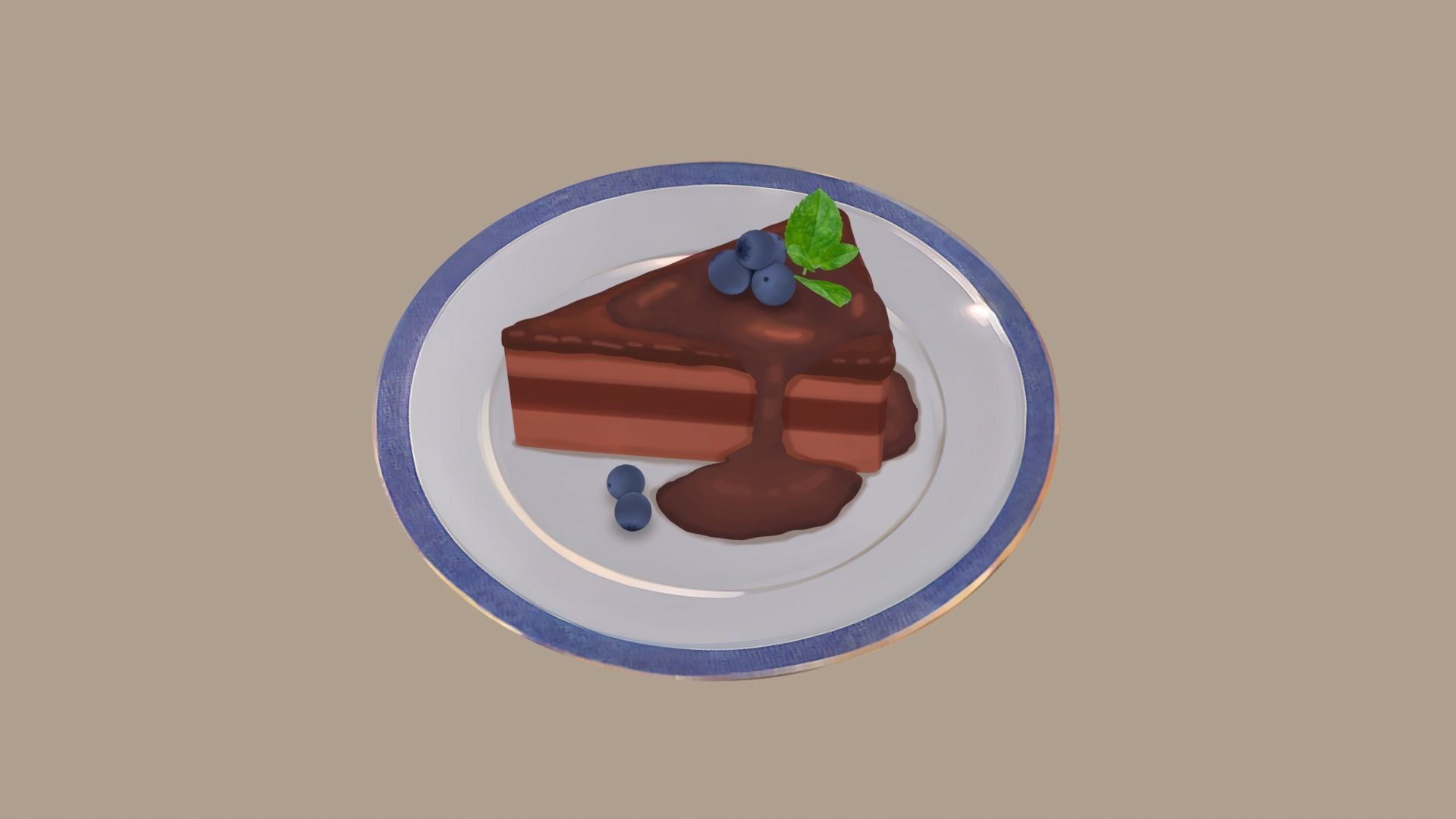 Stylized Chococake blueberry Free 3D model_3