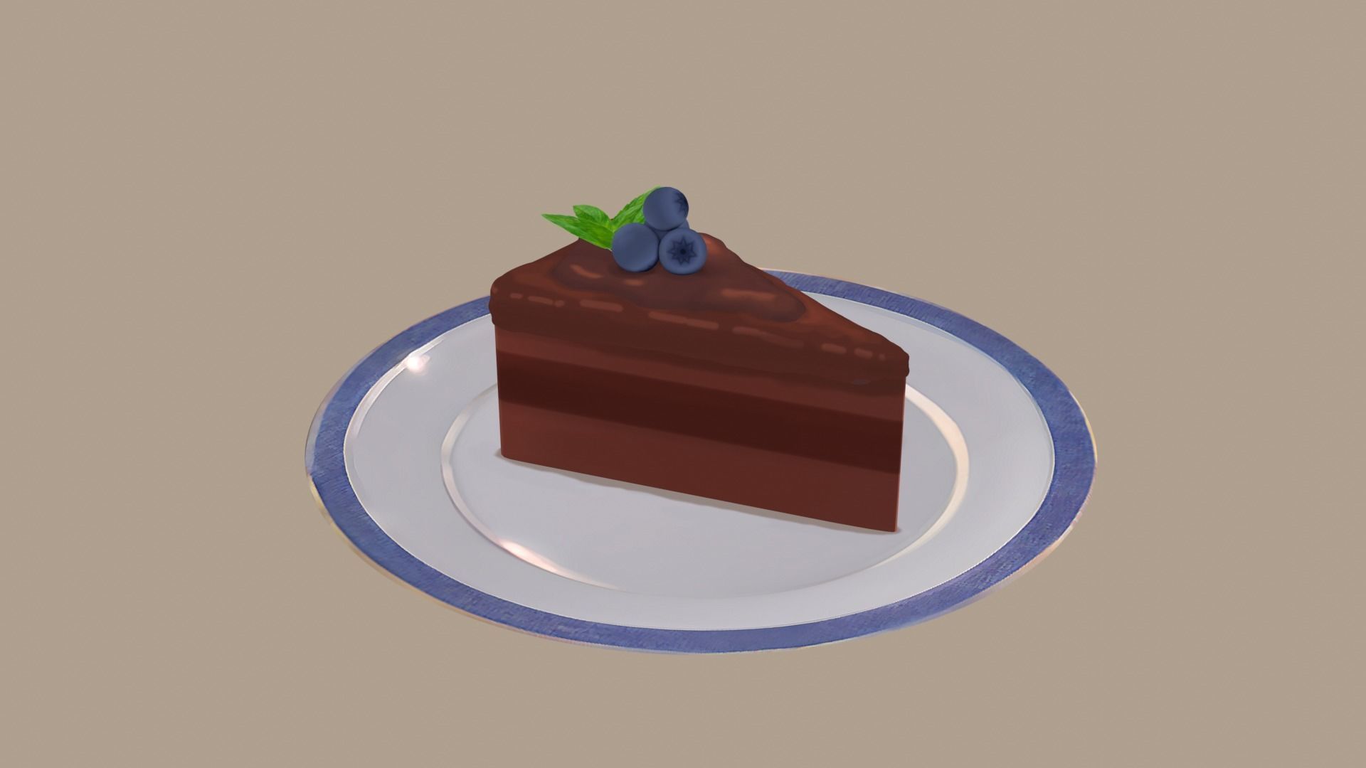 Stylized Chococake blueberry Free 3D model_4