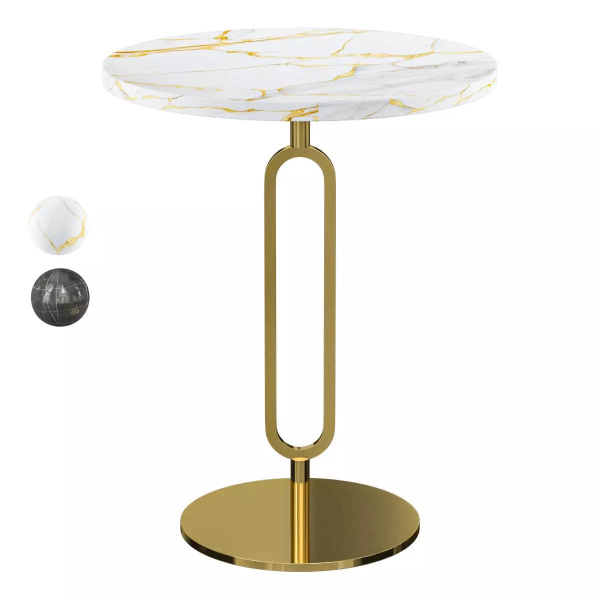 Minimalist Round Corner Table Slate Pedestal Sofa Side Table 3D model_0