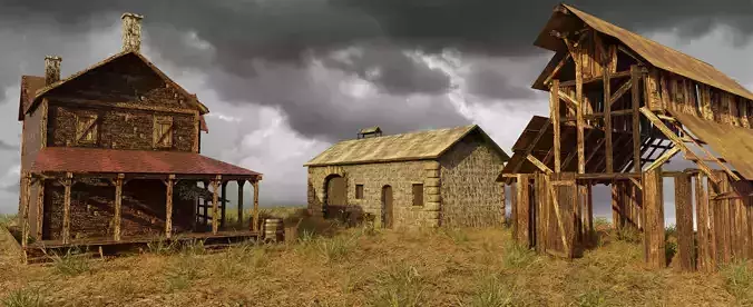  Village  Hut Shed Barn Model