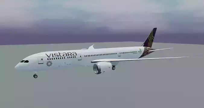 Vistara Boeing 787-9 dreamliner 3d model  Low-poly 3D model