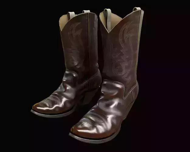 Cowboy boots Low-poly 3D model