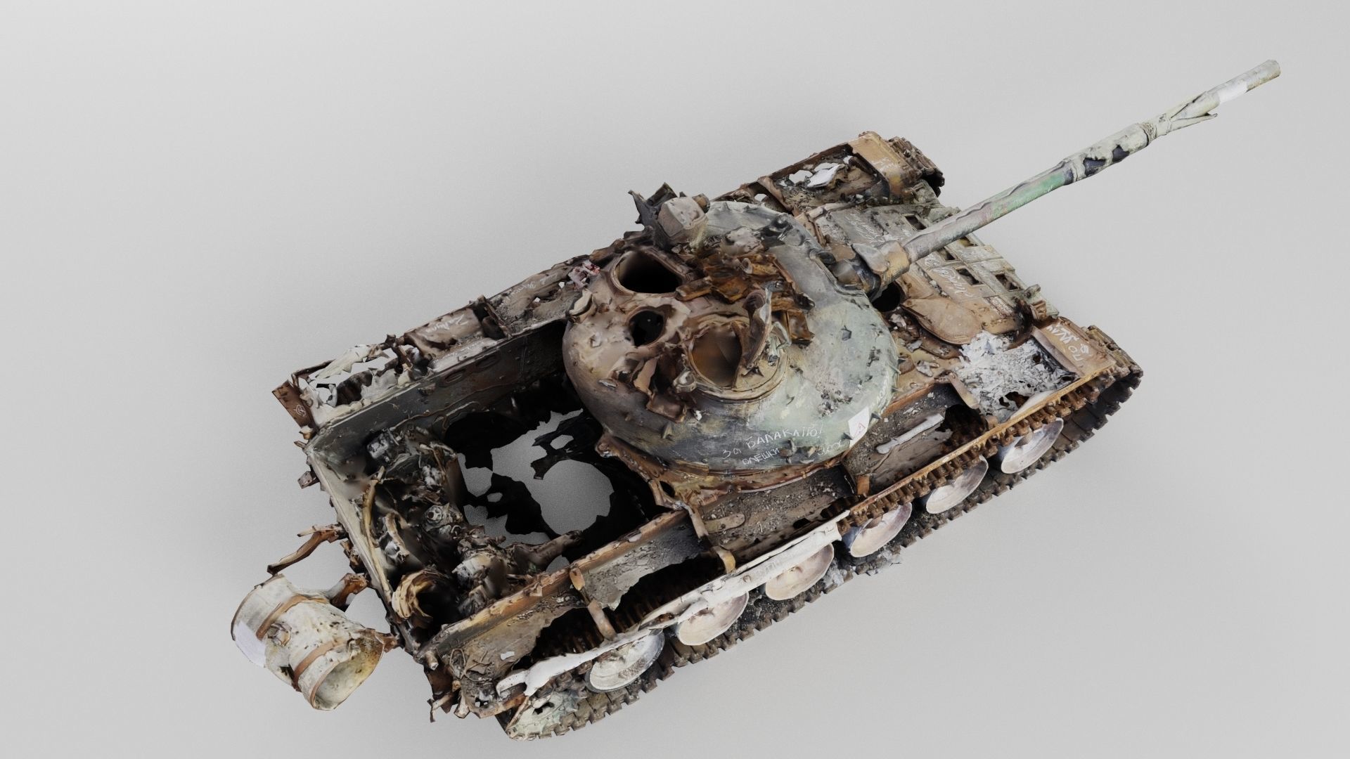 Russian T-72 tank destroyed by Ukrainian army 3D model_2