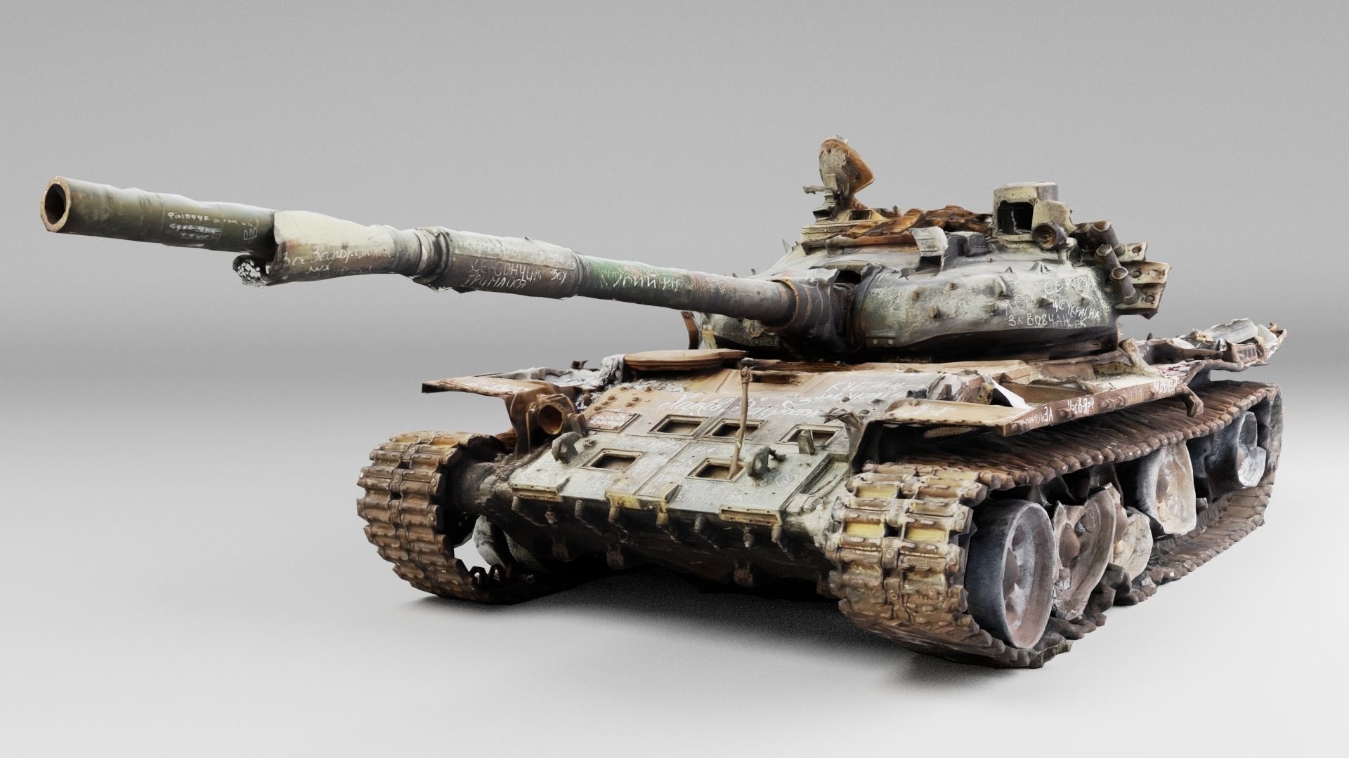 Russian T-72 tank destroyed by Ukrainian army 3D model_4